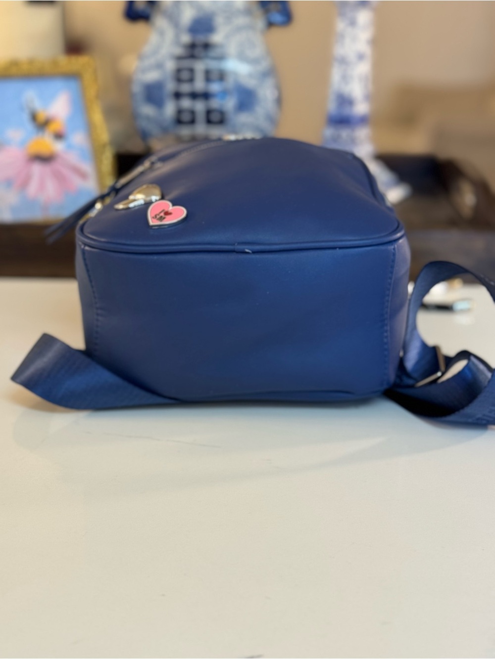 ππ©·NWT STEVE MADDEN EMBOSSED MINI BACKPACK DONE IN NAVY WITH SILVER HARDWARE! - Picture 8 of 11